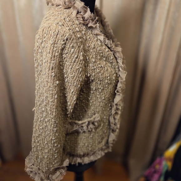 A'Reve Tan Cardigan with Ruffle Detail - Picture 2 of 8